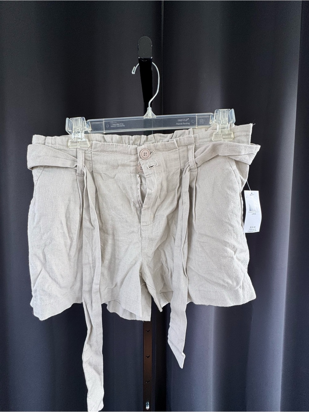Daytrip High-Waist Paperbag Shorts in Beige